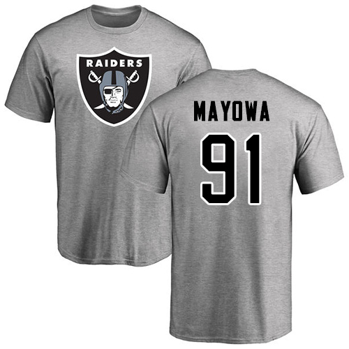 Men Oakland Raiders Ash Benson Mayowa Name and Number Logo NFL Football #91 T Shirt->nfl t-shirts->Sports Accessory
